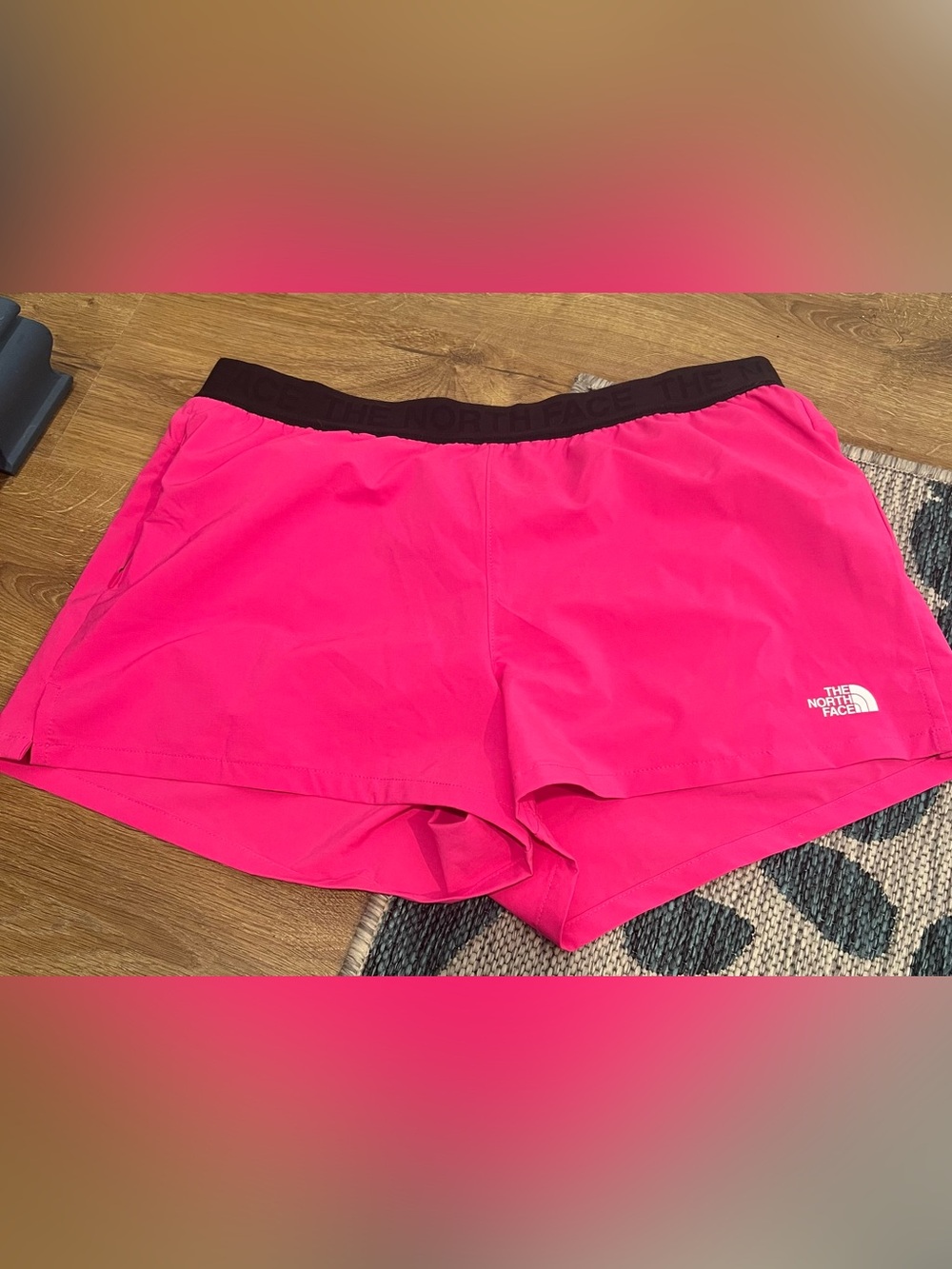 The North Face Women’s Bright Pink Athletic Shorts with Black Waistband